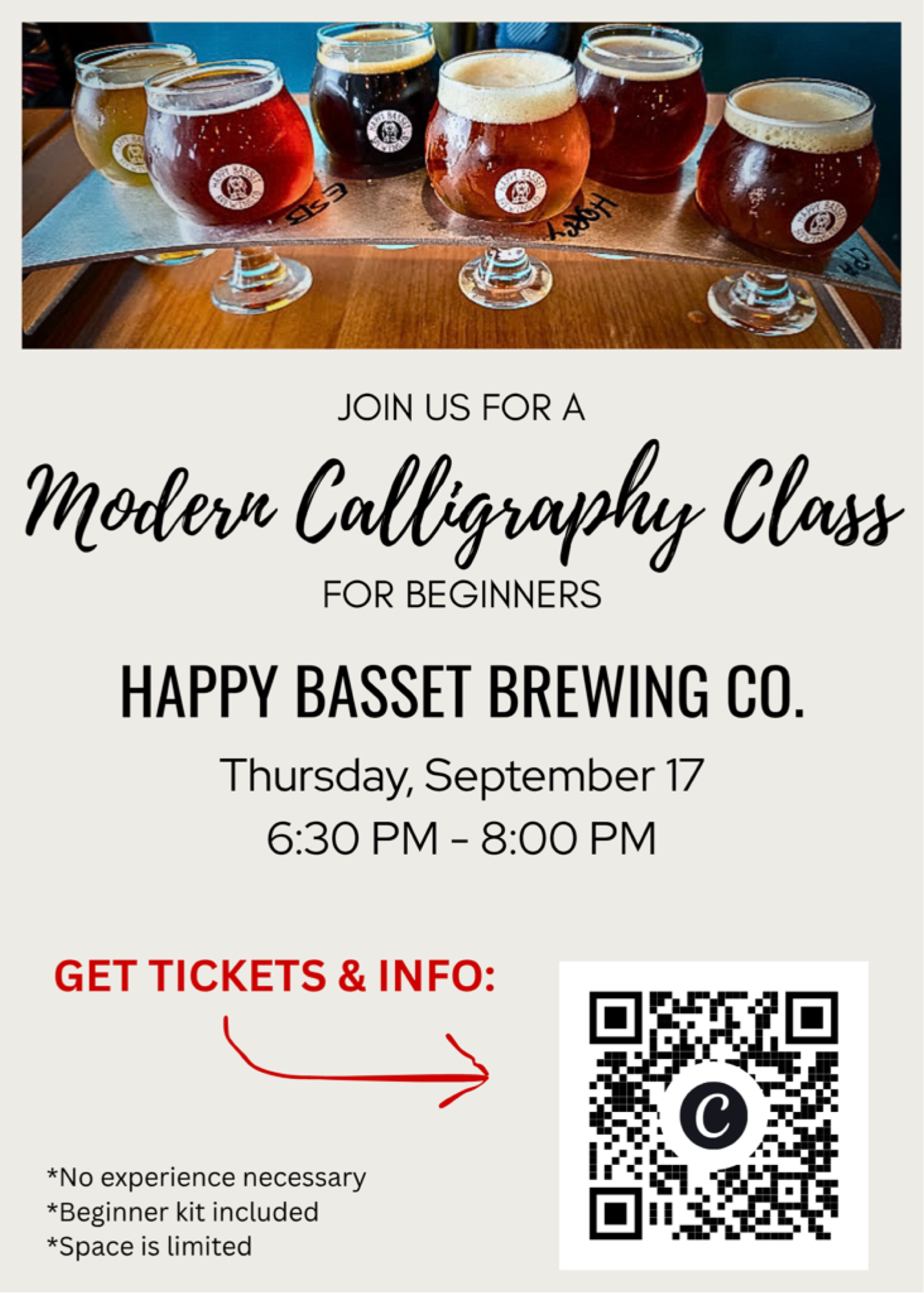 Modern Calligraphy for Beginners at Happy Basset Brewing Company