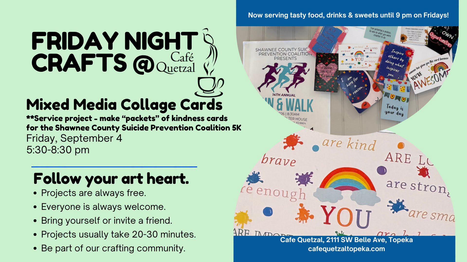 Friday Night Crafts: Mixed Media Collage Cards AND a Service Project to support Suicide Prevention
