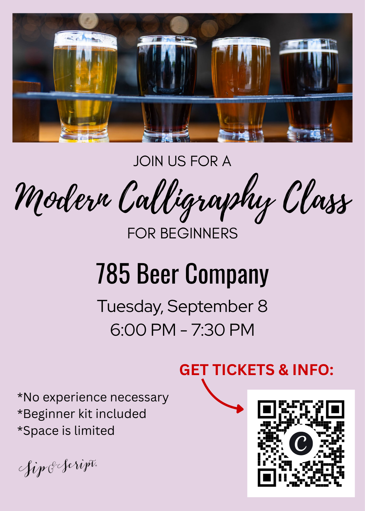Modern Calligraphy for Beginners at 785 Beer Company
